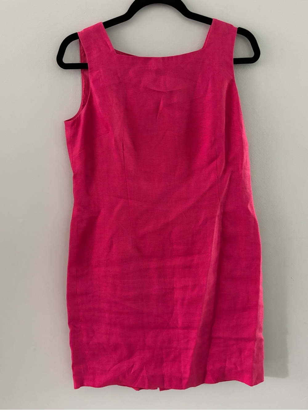 Vintage Talbots 100% Irish Linen Hot Pink Sleeveless Sheath Dress Petite Size 10
